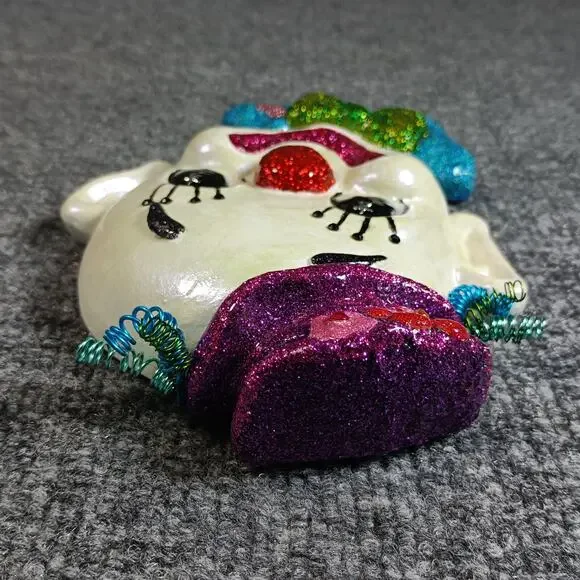 Clown Wall Plaques Ceramic Face Heads Colorful Circus Carnival Decor Pair Set - Picture 10 of 13